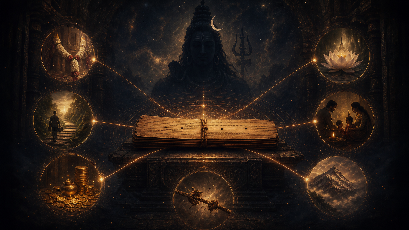 Karmic signals of life connecting to Lord Shiva and a sacred palm leaf manuscript